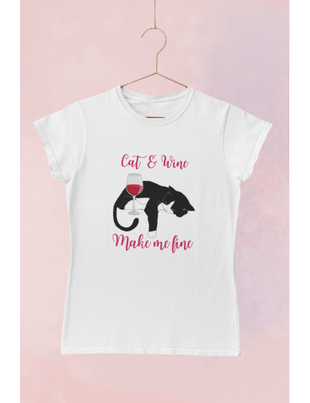 Cat and wine - Dámské tričko - Bílá S