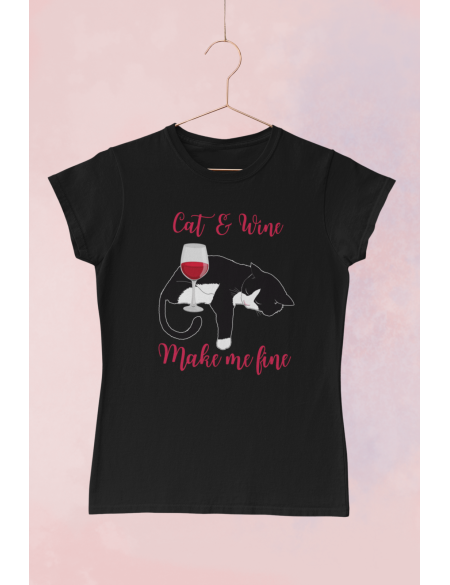 Cat and wine - Dámské tričko - Ash