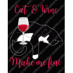 Cat and wine - Dámské tričko - Černá XL