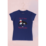 Cat and wine - Dámské tričko - Tmavě modrá L