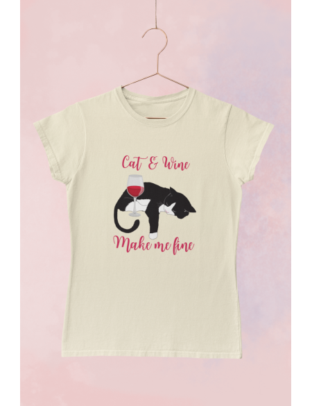 Cat and wine - Dámské tričko - Natural XL