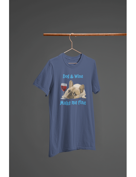 Dog and wine - Dásmké tričko - Denim M