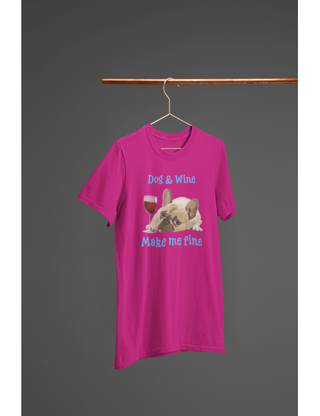 Dog and wine - Dásmké tričko - Fuchsia XXL
