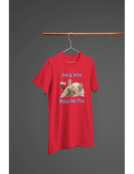 Dog and wine - Dásmké tričko - Červená S