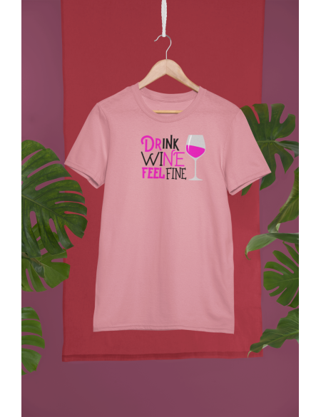 Drink wine - Dámské tričko - Růžová S