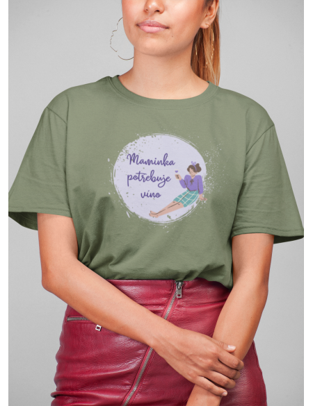 Maminka potřebuje víno - Dámské tričko - Khaki L