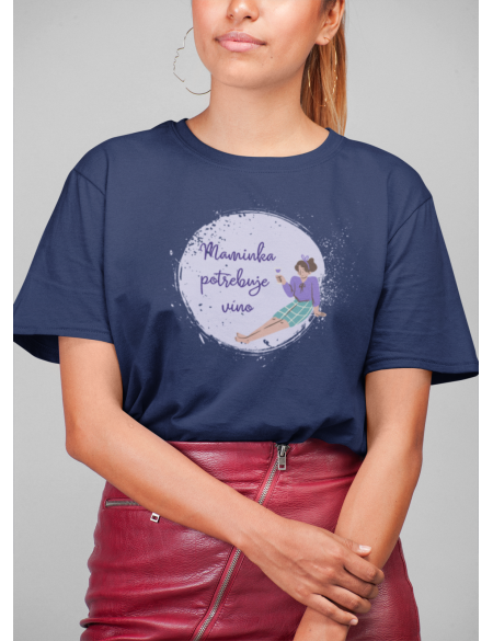 Maminka potřebuje víno - Dámské tričko - Tmavě modrá XL