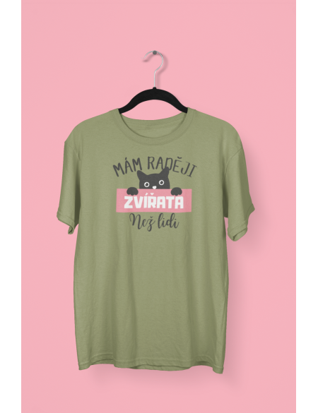 Mám raději zvířata - Dámské tričko - Khaki L