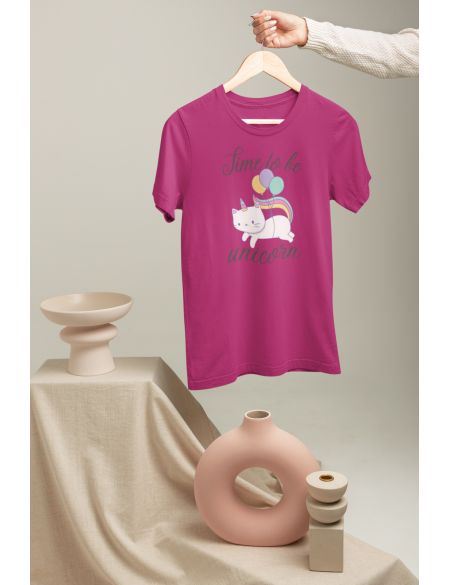 Time to be unicorn - Dámské tričko - Fuchsia XXL