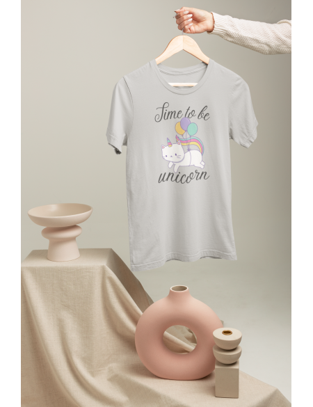Time to be unicorn - Dámské tričko - Světle šedá S