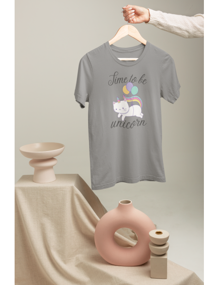 Time to be unicorn - Dámské tričko - Šedý melír XL